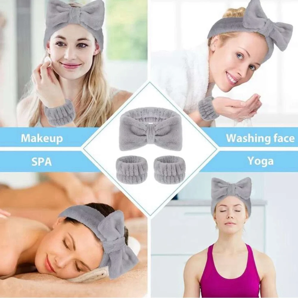 A Face Wash Set of Spa Headband and Wrist Washband - Picture 3 of 7